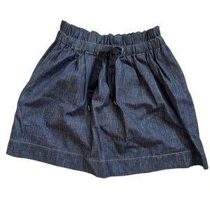 Women's Drawstring Elastic Waist Pocket Denim Mini Skirt Blue Size Small S SM